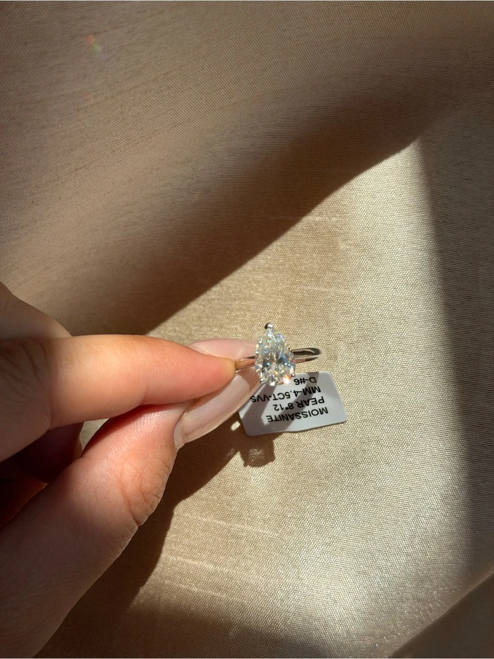 Pear Moissanite Ring